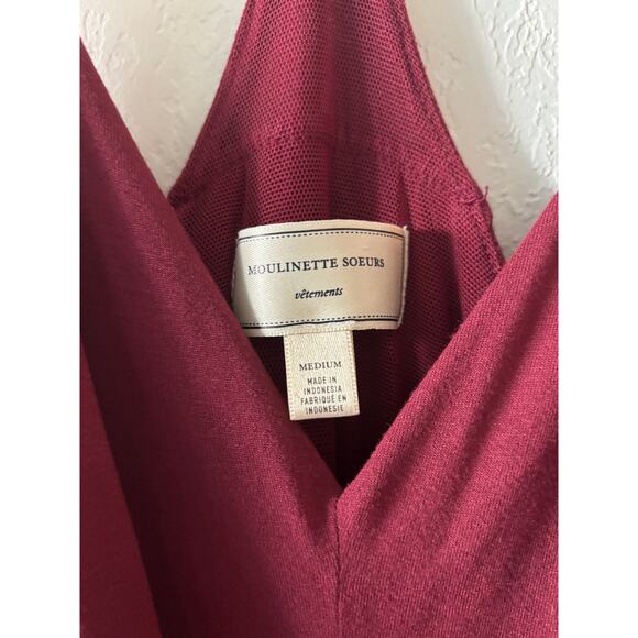 Anthropologie Moulinette Soeurs Burgundy Red Romper Jumpsuit Pockets Medium - Picture 4 of 9
